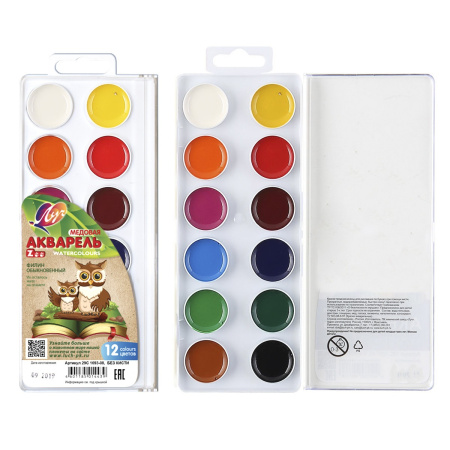 Краски акв. Zoo 12цв. б/к пластик.уп