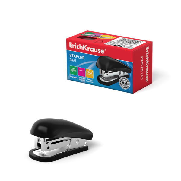 Степлер №24/6  мини 20л, ассорти  АКЦИЯ