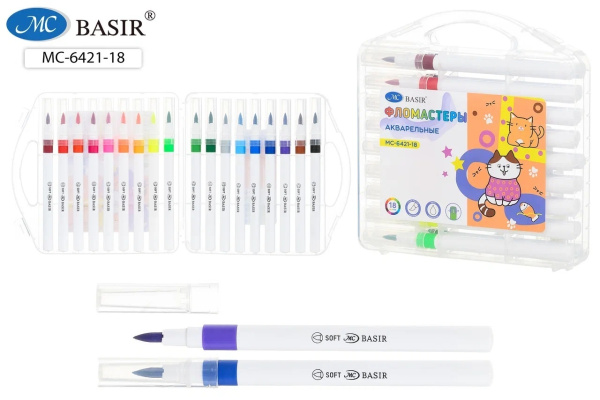 Фломастеры-кисть акварельные Кошки 18цв