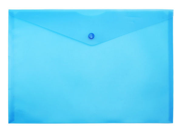 Папка-конверт кнопка А4 синяя 0,12мм