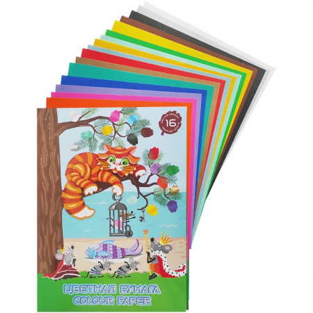 Цв бумага  16л (16цв) немел. Мышки договариваются