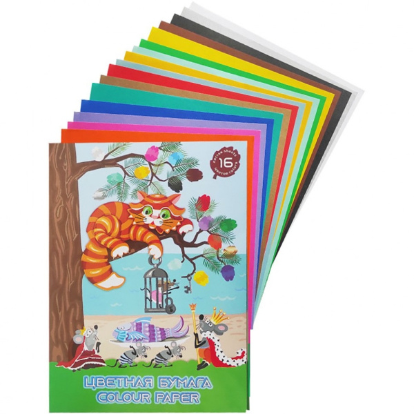 Цв бумага  16л (16цв) немел. Мышки договариваются