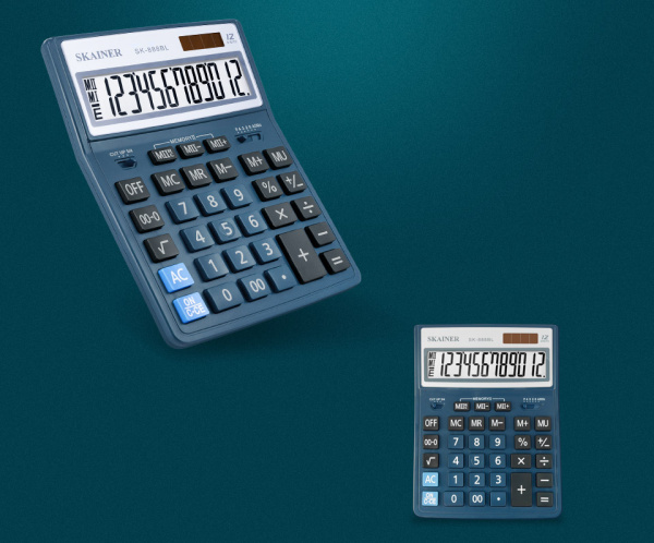 Калькулятор бух. 12разр. дв.пит., 2 памяти синий^