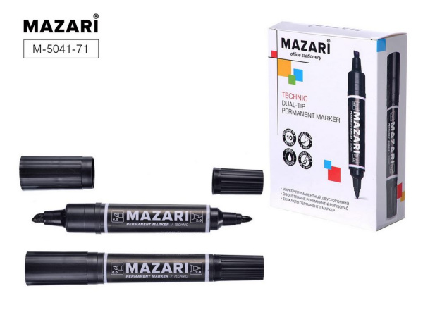 Маркер  двухсторонний черный перманентный Technic 2-6мм