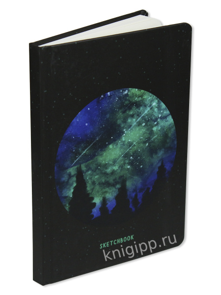 Скетчбук А5  80л Звездное небо, резинка