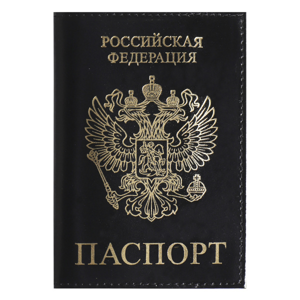 Обложка/паспорта "Luxury" чёрная, кожа, лак, тисн. фольгой