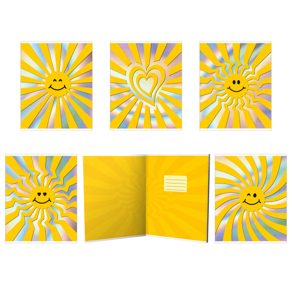 Тетрадь 60л Голографическое солнце, выб лак, тисн фольгой