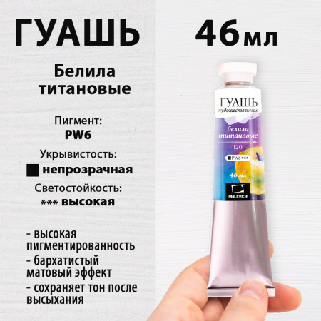 Гуашь  Белила Титан  46мл туба