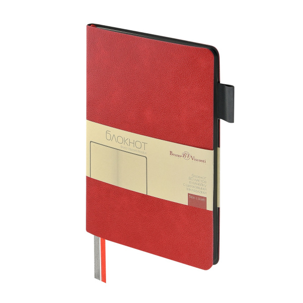 Блокнот А5 Мягк.обл. Boston красный, серый срез, линия