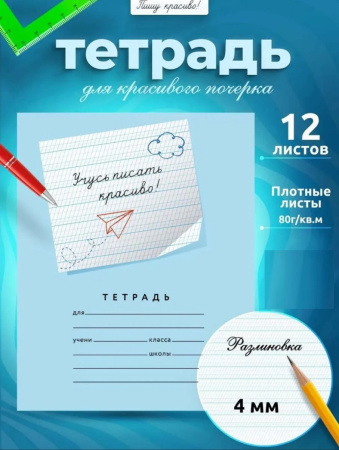 Тетрадь Мазина 12л косая линия частая наклонная №3