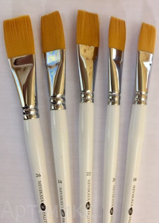 Кисть синтетика  №16 плоская длин. ручка