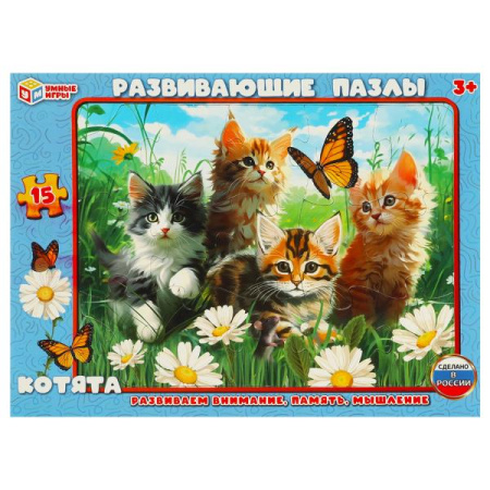 Пазлы в рамке 15 эл Котята
