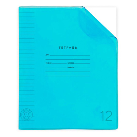 Тетрадь 12л линия Голубая, пластик. обл. v.1