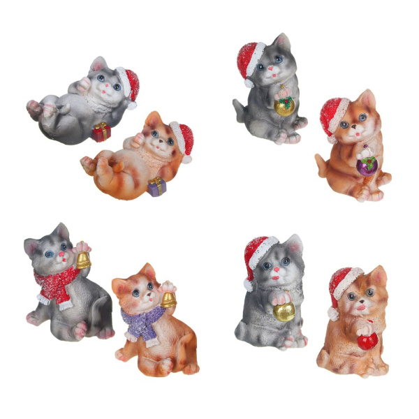 яСувенир Котенок с новогод.украшением , керамика, 9см