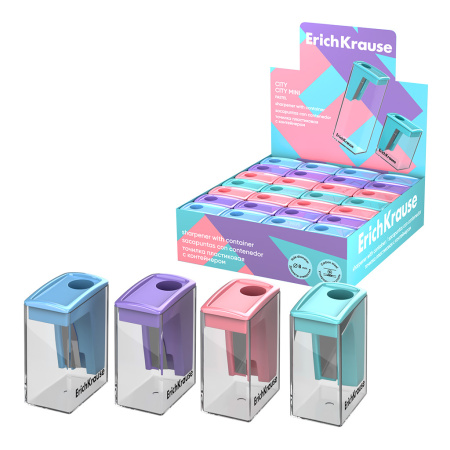 Точилка пластик с контейнером ЕК City Mini Pastel
