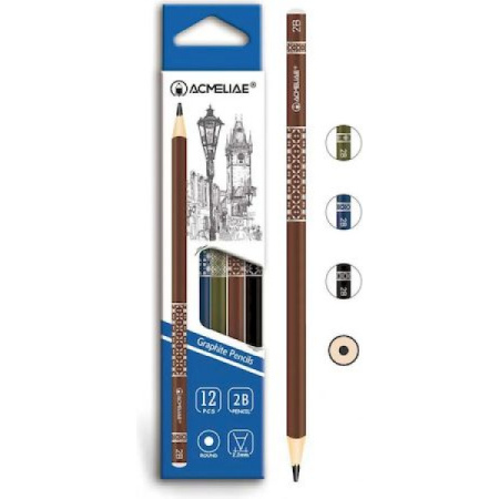 Карандаш ч/гр  Acmeliae с принтом 2B, круглый