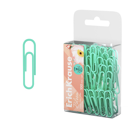 Скрепки канц. 28мм 100шт Pastel Bloom Mint, винил. покрытие АКЦИЯ