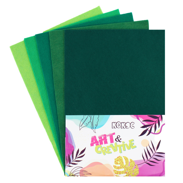 Фетр 10л (05цв)  Оттенки зеленого 1мм