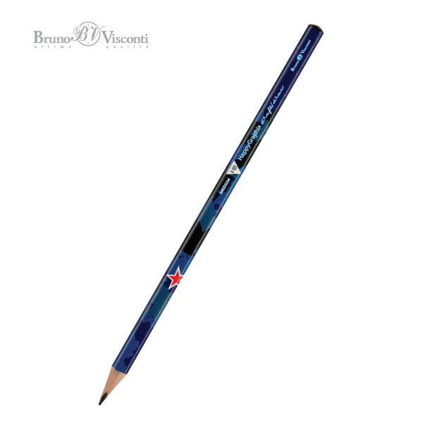 Карандаш ч/гр Happy Graphix Милитари. Синий/HВ