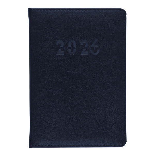 Ежедневник.2026г А5 7Бц Basic тёмно-синий, кожзам, поролон, 176л