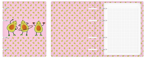 Тетрадь блок/кольцах  80л Авокадо фитнес, софт-тач