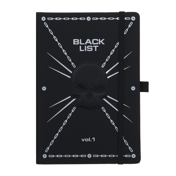 Бизнес-блокнот А5  96л 7Бц Блэк лист, кожзам,тонир.блок, линия