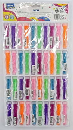 Бисер 6цв 7гр 3мм, пластик.туба