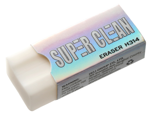 Ластик Super Clean ПВХ белый, инд.упак. АКЦИЯ