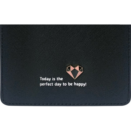 Планинг карман 2024г 7Бц Be happy! черный, кожзам, поролон, брошь