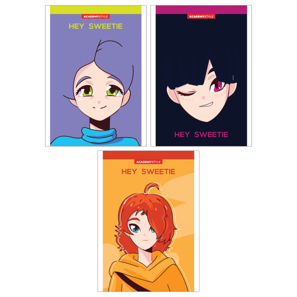 Блокнот А6  48л Аниме портрет,   лак