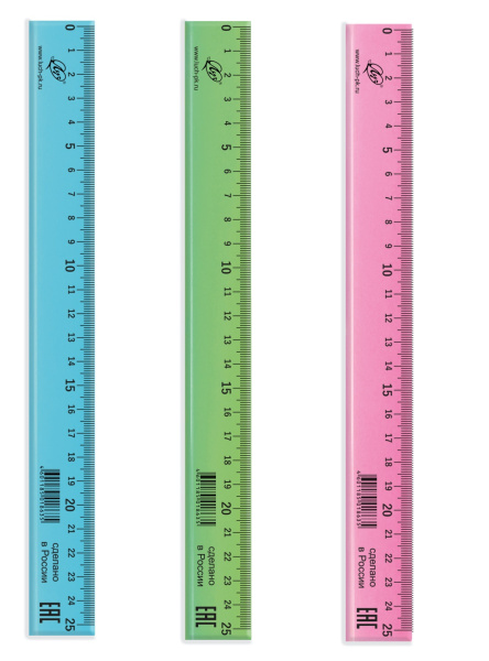 Линейка пластик 25см Пастель, непрозрач.