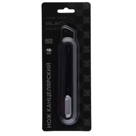 Нож канцелярский большой 18мм Total Black чёрный
