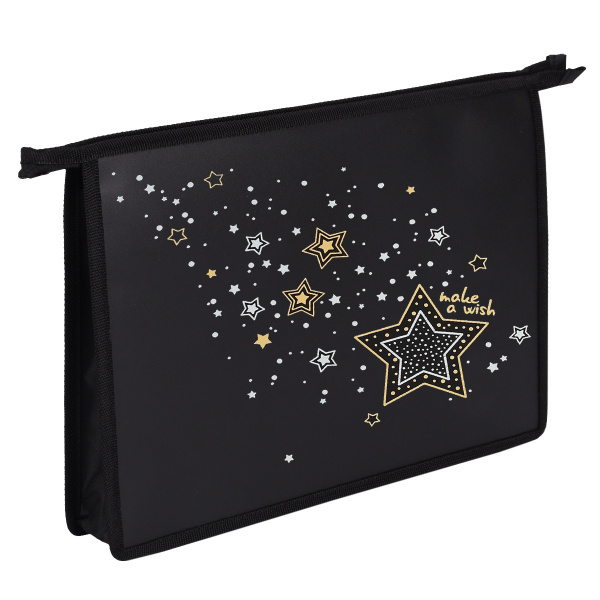 Папка д/тетр  А5  на молнии  Stars, 3D фольга