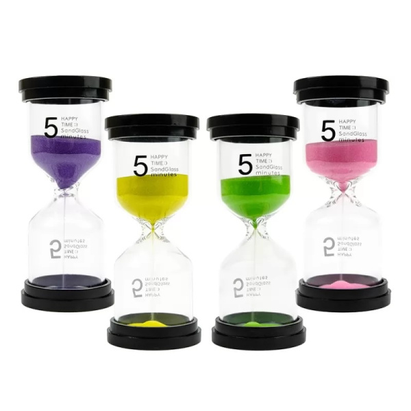 Часы песочные Ассорти 5 мин. 10,5*4,5см, пластик+стекло