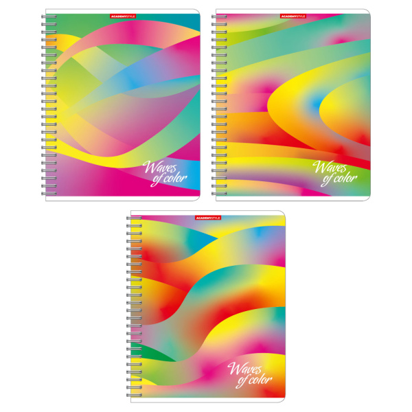 Тетрадь гребень  48л Цветные волны, металл.