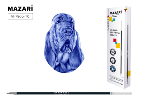 Стержень шарик. синий 140мм Classic Line 1,0мм, масл.основа, игол