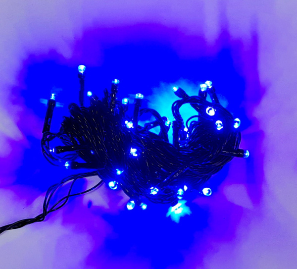 яЭл.Гирлянда 140 LED Синяя черн..провод реж 7