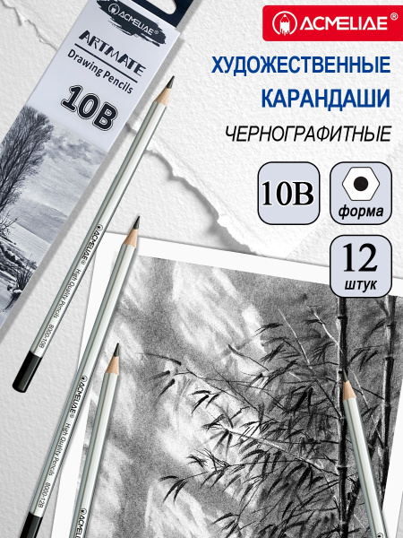 Карандаш ч/гр Acmeliae /В10серебряный корпус