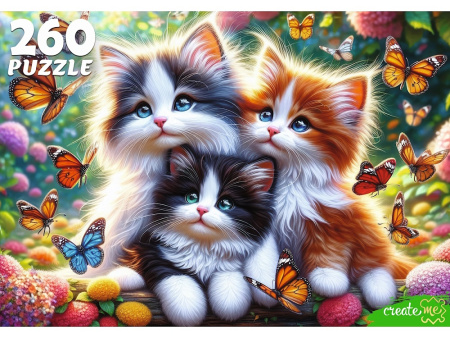 Пазлы 260 эл Котята и бабочки