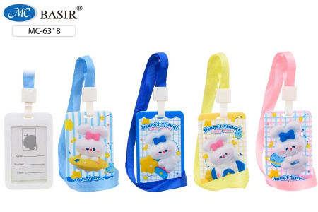 Бейдж 110*68мм Зайчик, вертикальный на цв. ленте