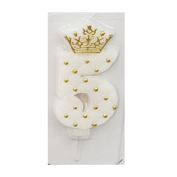 Свеча д/торта цифра Корона на белом "5"  9см
