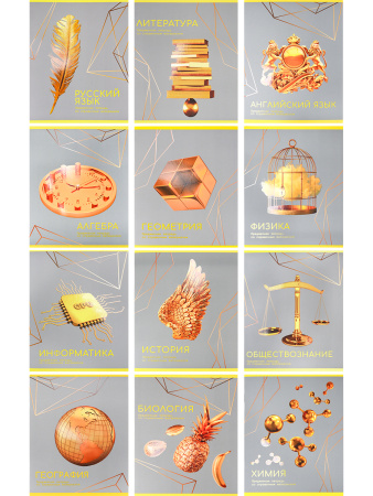 Тетрадь темат. комплект 12предм. 48л Золото знаний, софт-тач, $