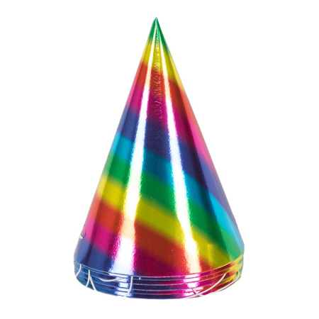 Колпак Праздничный Радуга фольга,  6шт