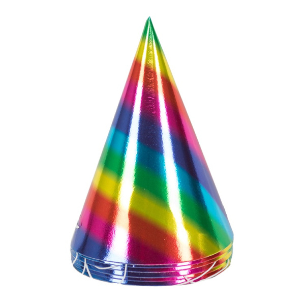Колпак Праздничный Радуга фольга,  6шт