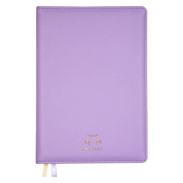 Ежедневник А5 7Бц I Love Cat! сиреневый, кожзам, поролон