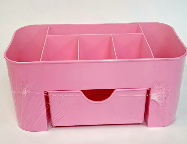 Подставка /канц.принадл. с выдв. ящиком  розовый/розовый