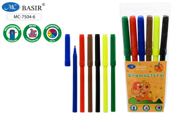 Фломастеры Капибара  6цв.