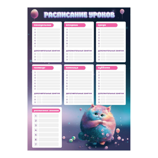 Расписание уроков А3 Пухлые коты