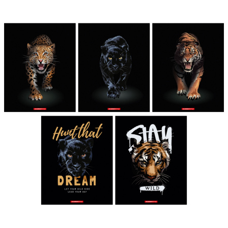 Тетрадь 96л Большие кошки, лак