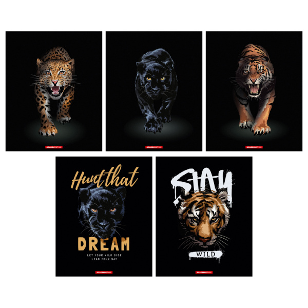 Тетрадь 96л Большие кошки, лак